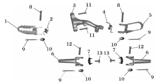 [XY02109-B2/C7-400] Soporte Descansapies Pitsterpro X4 X4R XJR 90 MX 110 / Kayo TS 90, TSD 110, TSD 125