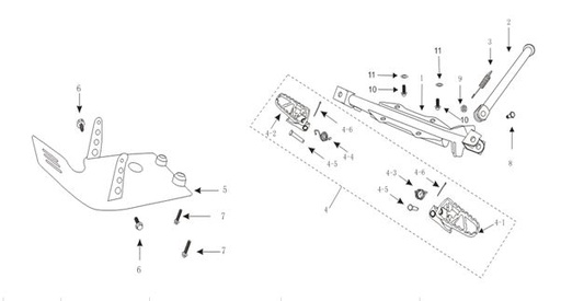 [506001001102-B1/52] Soporte Descansapies Traseros Kit Pasajero Pitsterpro XTR230 AC 2011-12