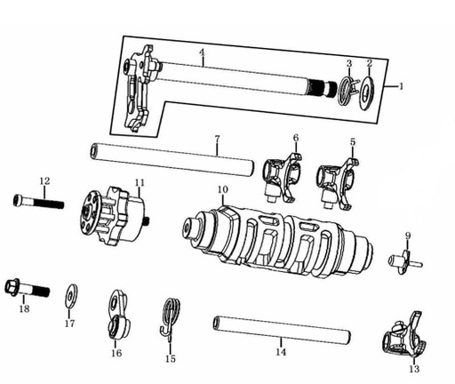 [BB02102-B1/38] Uña Sincronizador Pitsterpro / Kayo 150 -160 cc