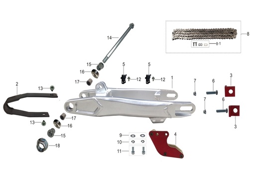 [203004003601-B1/35] Guia Cadena Pitsterpro XJR MX LXR / Kayo TS TSD TD TT