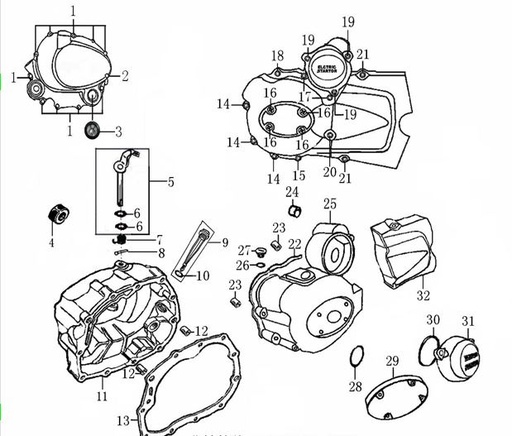 [F032A045BT-B1/C4] Double Gear Cover for Pitsterpro XTR 250 / Kayo K2