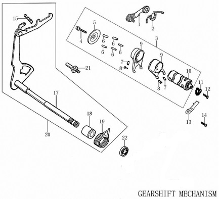 [PB01655-B1/R8] Eje Cambios Completo Pitsterpro / Kayo 150 – 160 cc