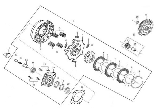 [CM01899-B1/D12] Piñon Primario Trasero de Manzana de Clutch para Pitsterpro / Kayo 50 - 125 cc